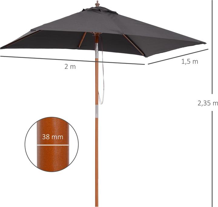 Actual product image Outsunny Parasol bendable (1.50 m)