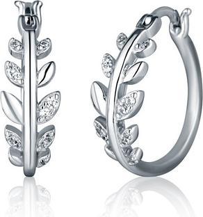 Produktbild JVD - Silver hoop earrings Leaves with zircons SVLE2339X61BI00