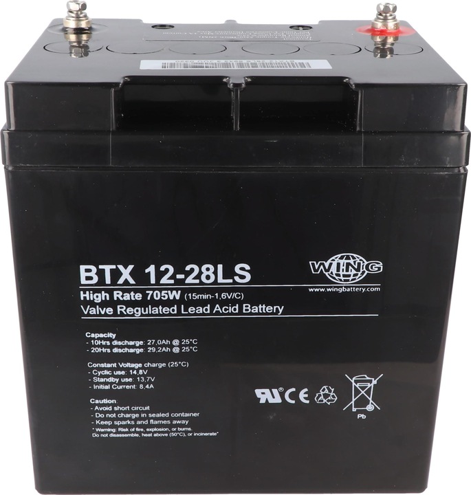 Actual product image AccuCell Wing BTX12-28LS 12V 28Ah high rate high current lead battery AGM lead gel battery (12 V, 28 Ah)