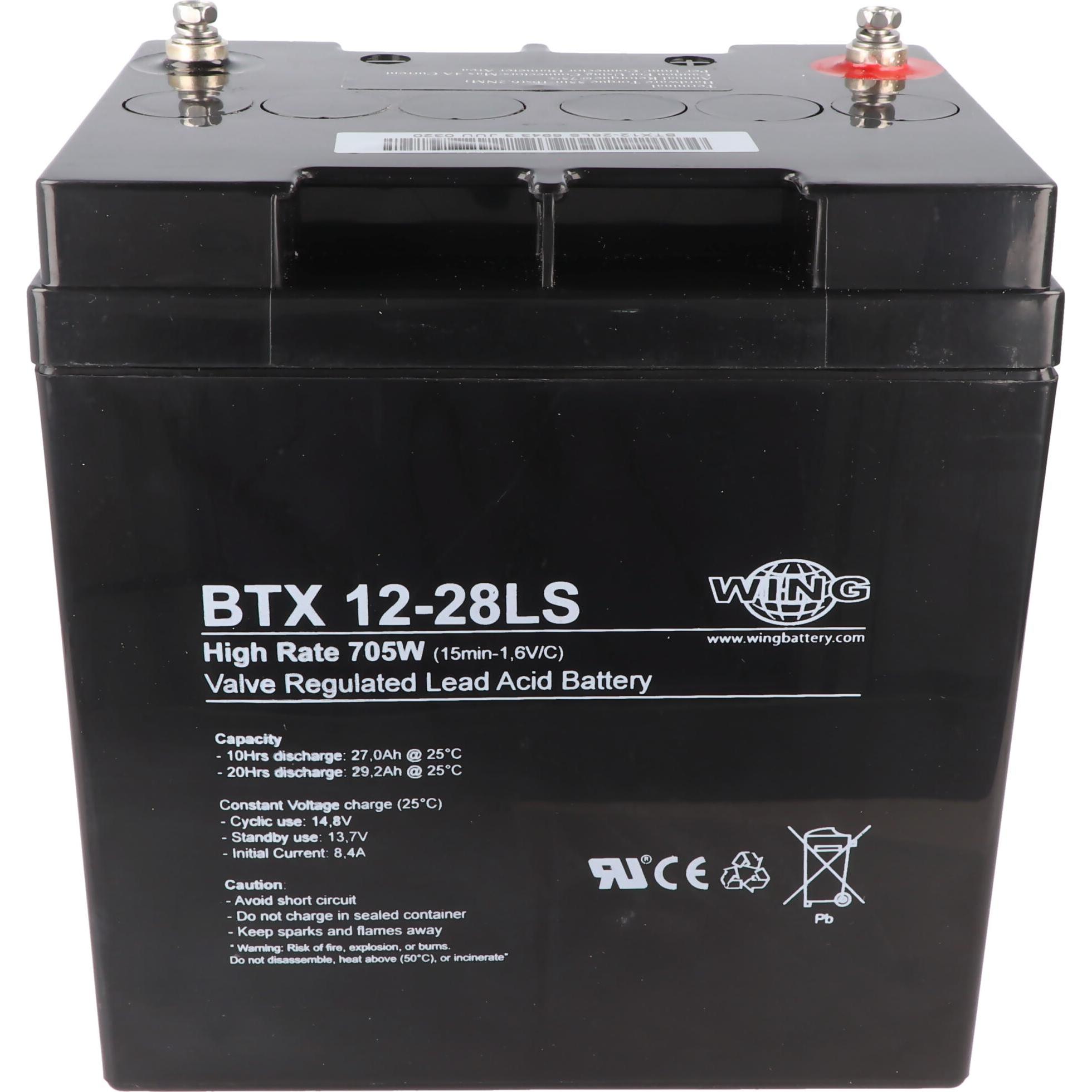 Thumbnail - AccuCell, Versorgungsbatterie, Wing BTX12-28LS 12V 28Ah high rate hochstromfähig Bleiakku AGM Blei Gel Akku (12 V, 28 Ah...