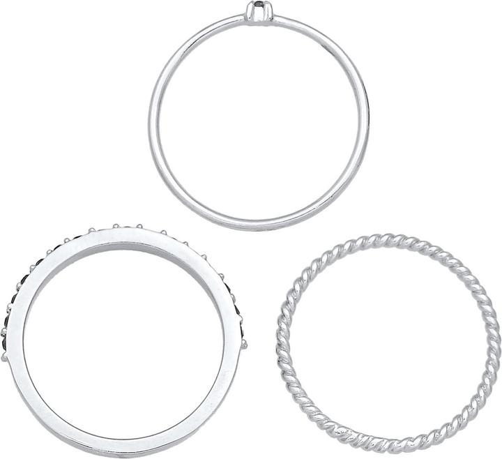 Immagine prodotto Elli Set di anelli, anello solitario, anello ritorto (66, 925 Argento)