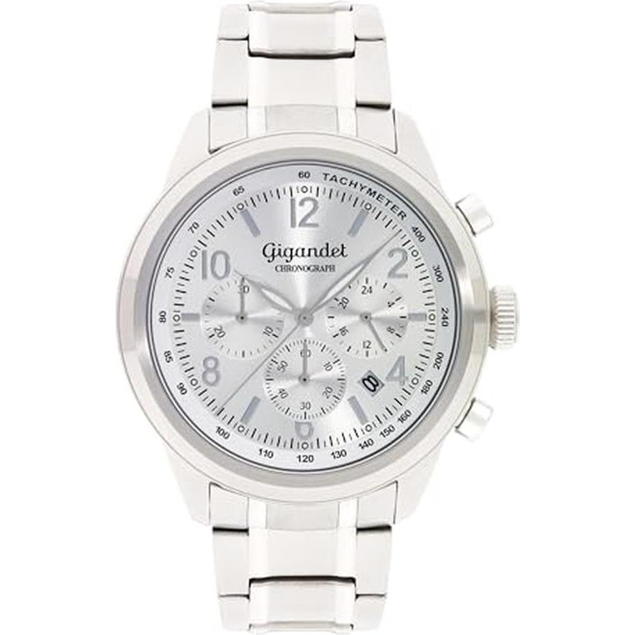 Gigandet, Orologio da polso, Analoge Sport-Chronograph mit Tachymeter und 100 m Wasserdichtigkeit, Argento, (Cronografo, Orologio sportivo, Orologio d