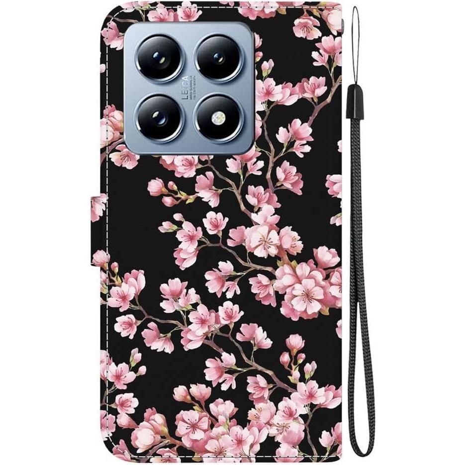 Thumbnail - Cover-Discount Xiaomi 14T Pro - Tasche Hülle mit Blüten Motiv (Xiaomi 14T Pro), Smartphone Hülle