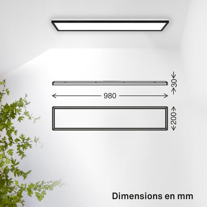 Actual product image B.K.Licht SHALLOW ultraflaches LED Panel, 4000K, IP44, schwarz, 980x200 (4800 lm)