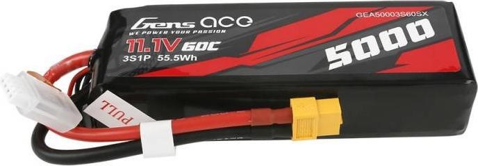 Immagine prodotto Gens Ace Accumulatore 5000mAh 11.1V 60C 3S1P Shorty XT60 (11.10 V, 5000 mAh)