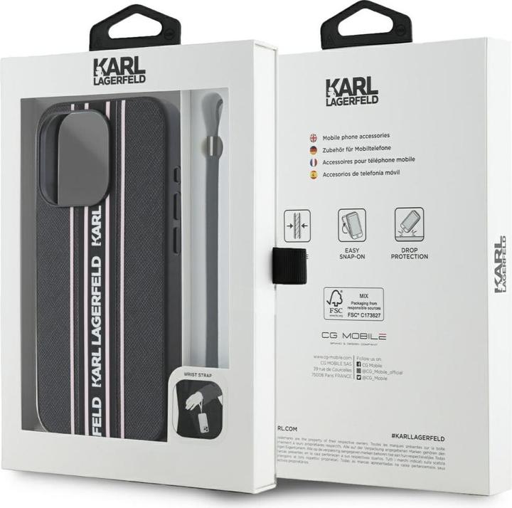 Produktbild Karl Lagerfeld PU Saffiano Athleisure Stripe and Strap Case for iPhone 15 Pro Pink (Apple iPhone 15 Pro)
