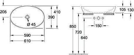 Actual product image Villeroy & Boch Countertop washbasin Artis 61 cm oval white/coal black 419861BCT8 (410 mm, 610 mm)