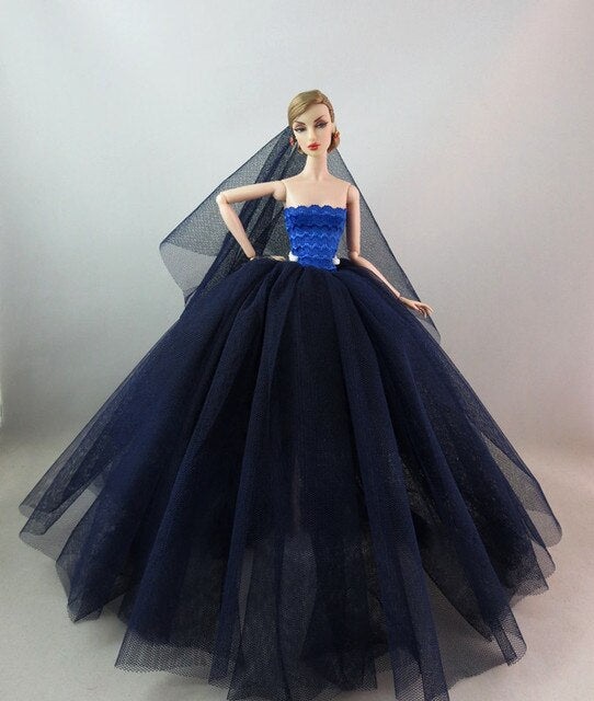 Immagine prodotto Hermex Moda abito da sposa per bambole Barbie Abiti Accessori Nero Blu