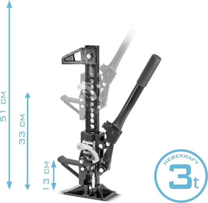 Image du produit Stahlwerk Cric à crémaillère 20" 3t 33cm Farm Jack Cric à bâton Offroad