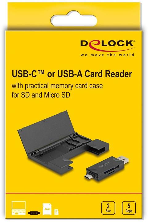 Immagine prodotto Delock Lettore di schede USB 5 Gbps USB Type-C / Type-A per SD e (USB-C, USB-C 3.2 Gen 1)