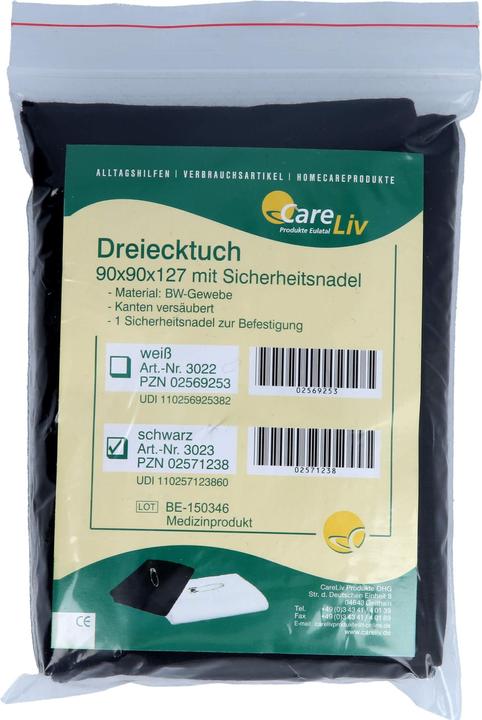Produktbild CareLiv Dreiecktuch BW schwarz 90x90x127 m Sicherheitsnad., 1 St. Tuch