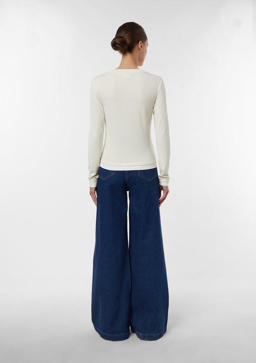 Produktbild Comma T-Shirt Basic Langarm Viskoseshirt mit Kontrast Doppelbündchen (34)