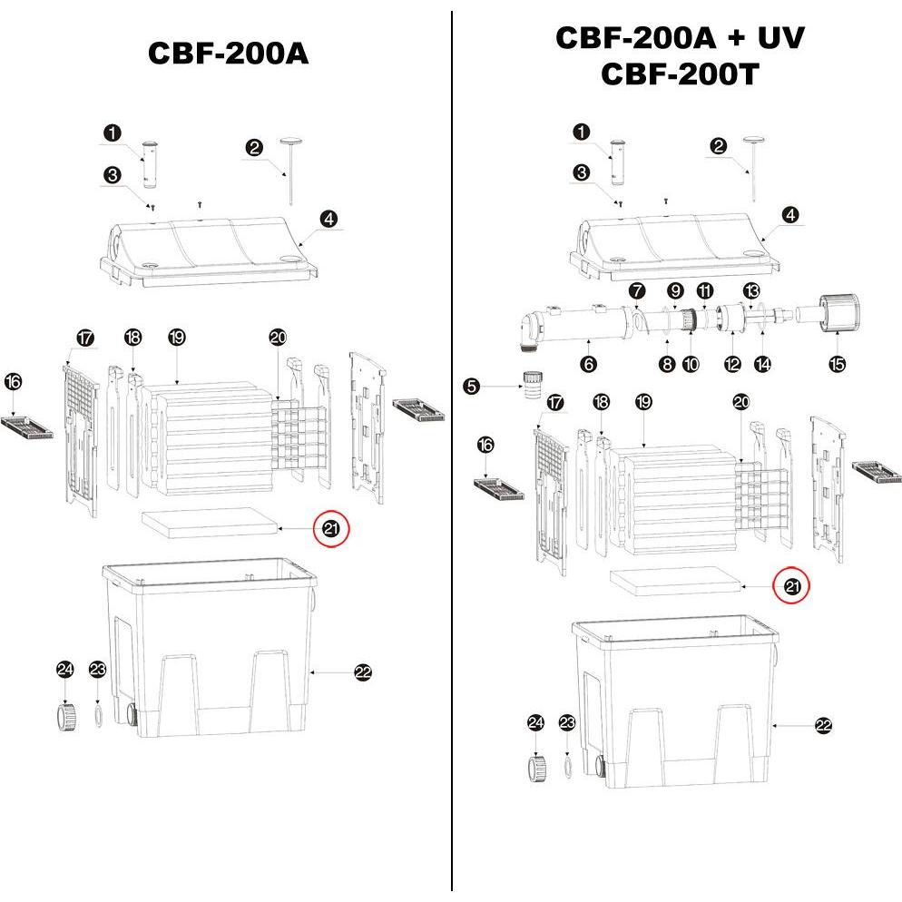 Thumbnail - SunSun, Brunnen + Gartenteich, CBF-200T CBF-200U CBF-200 Ersatzteil Japanmatte Biofilter Teichfilter