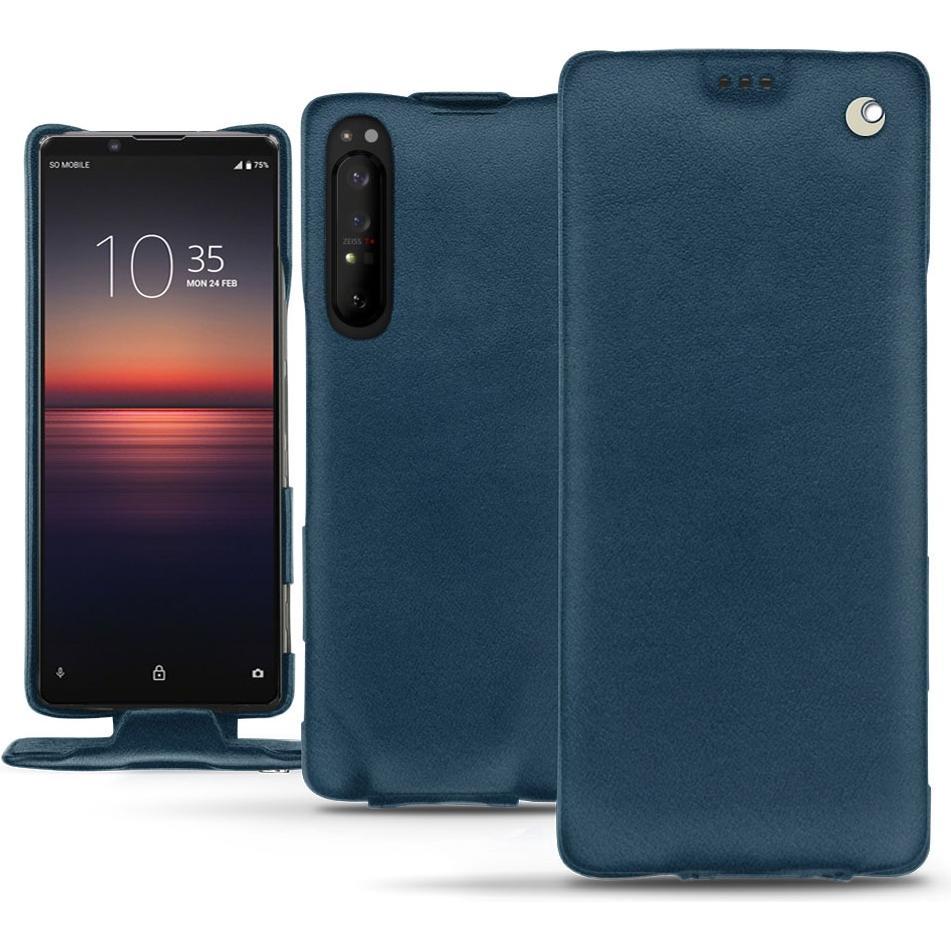 Noreve Lederschutzhülle vertikal (Sony Xperia 1 II), Smartphone Hülle, Blau