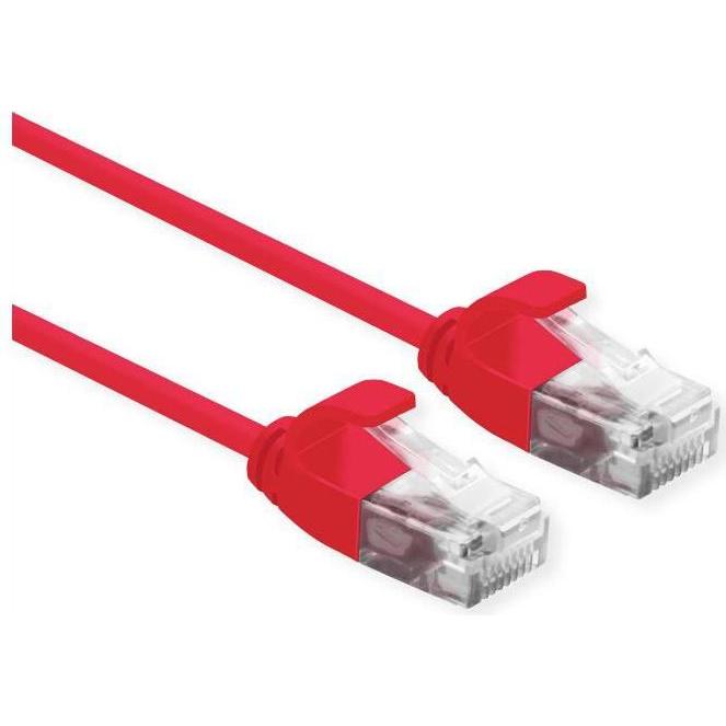 Roline UTP DataCenter Patchkabel Kat.6A, LSOH, slim, rot, 0,15 m (U/UTP, CAT6a, 0.15 m), Netzwerkkabel