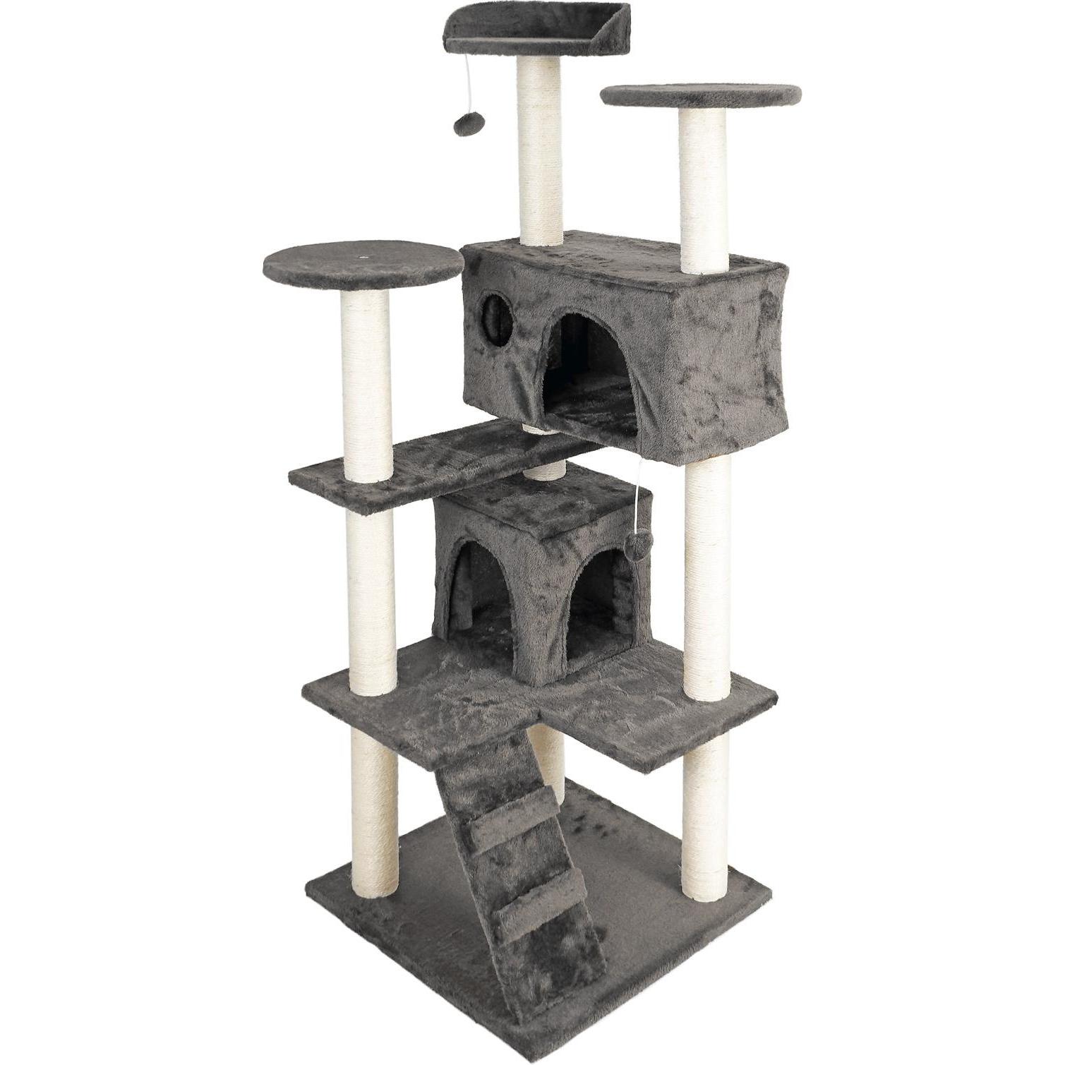 Wiltec Kratzbaum Grau 130cm Katzenkratzbaum Katzenbaum Kletterbaum Katze (130 cm, Grau), Katzenbaum