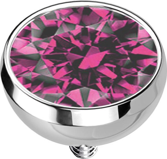 Immagine prodotto Star Piercing Ancora dermica emisfero d'argento con cristallo rosa (senza ottone, Acciaio chirurgico 316L)