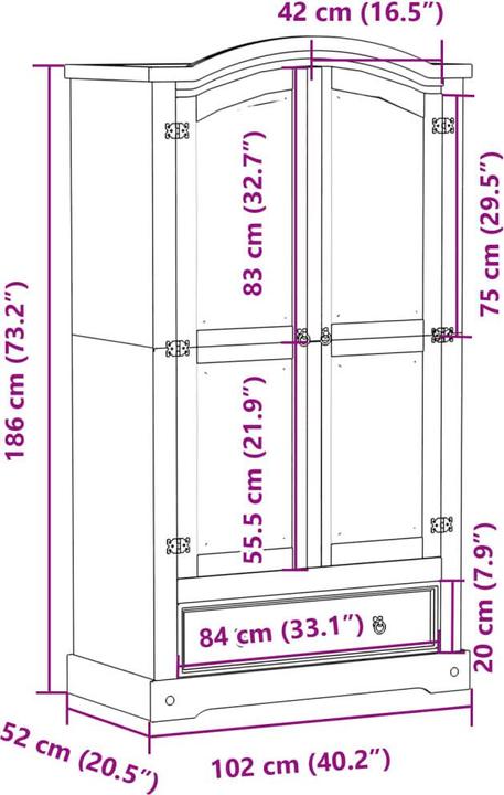 Actual product image vidaXL Kleiderschrank (102 x 52 x 186 cm)