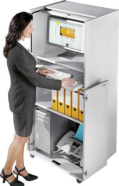 Produktbild eurokraft pro Computerschrank mit Kunststoffrollladen, mobil (72.50 x 64.20 x 166 cm)