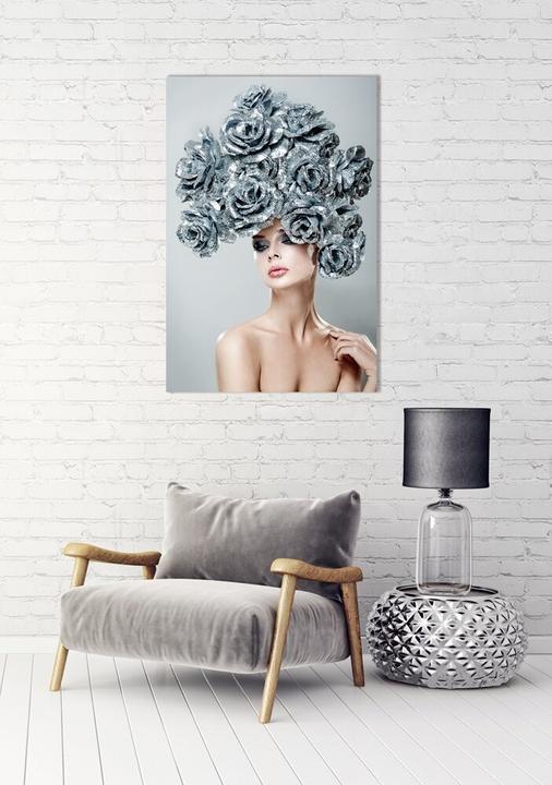 Produktbild Schubiger Schönheit mit Silber Rosenperücke (80 x 120 cm)