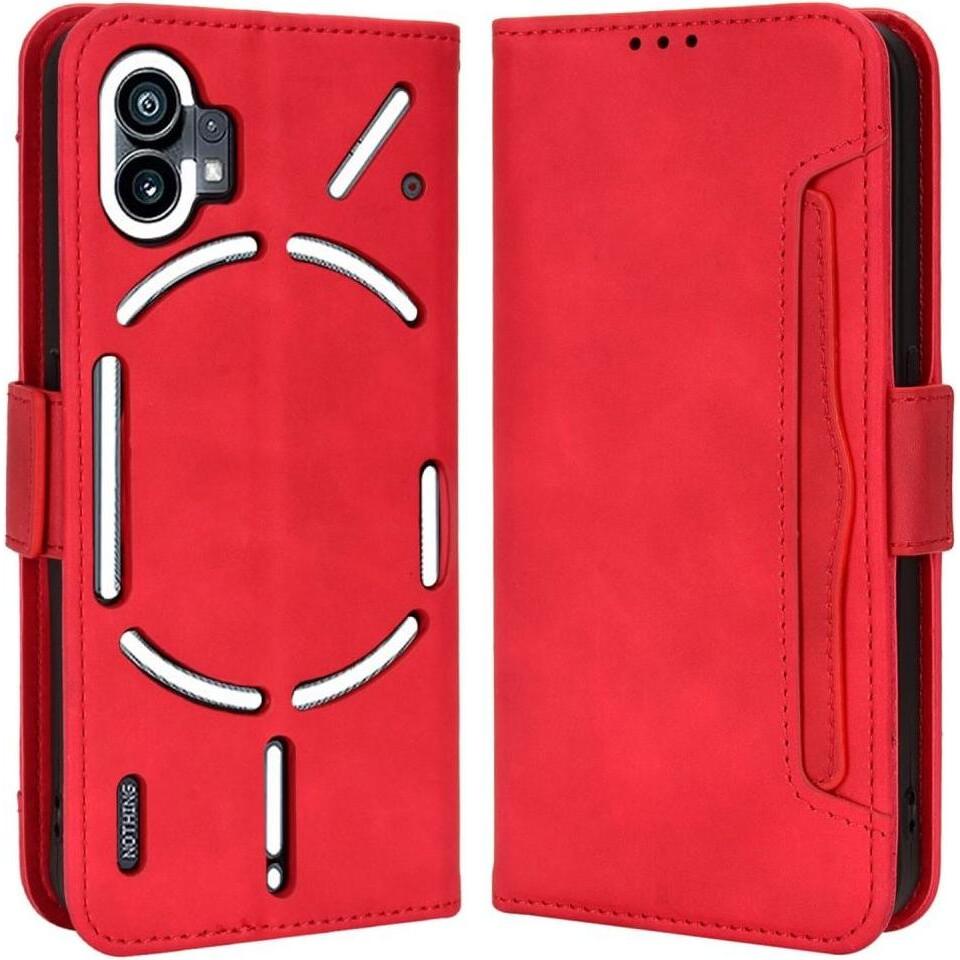 Cover-Discount Nothing Phone (1) - Etui mit vielen Kartenfächer rot (Nothing Phone (1)), Smartphone Hülle, Rot
