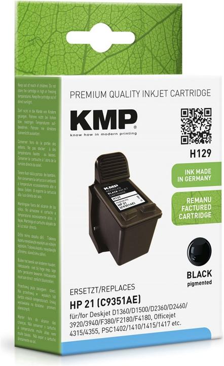 Produktbild KMP H129 Tintenpatrone kompatibel mit HP C 9351 AE (BK)