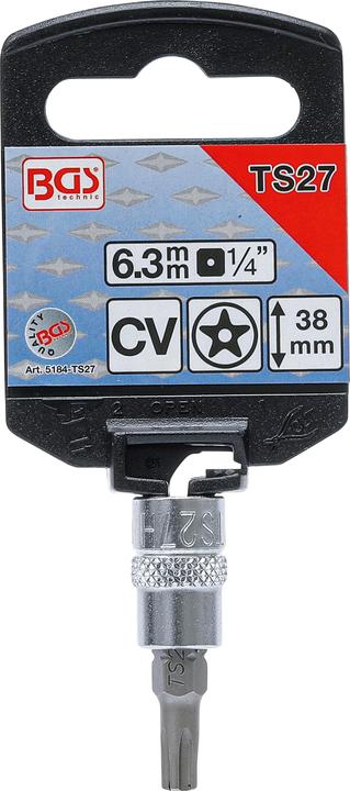 Actual product image BGS Bit Socket 6.3 mm (1/4") Drive T-Star tamperproof (for Torx) TS27 (Inner square)