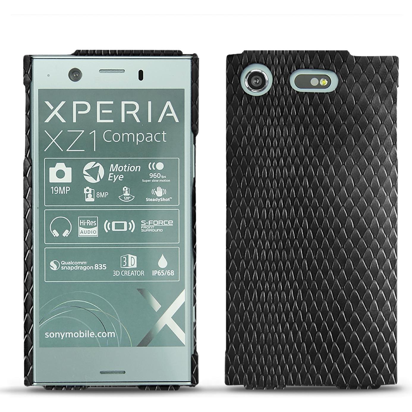 Noreve Lederschutzhülle (Sony Xperia XZ1 Compact), Smartphone Hülle, Schwarz