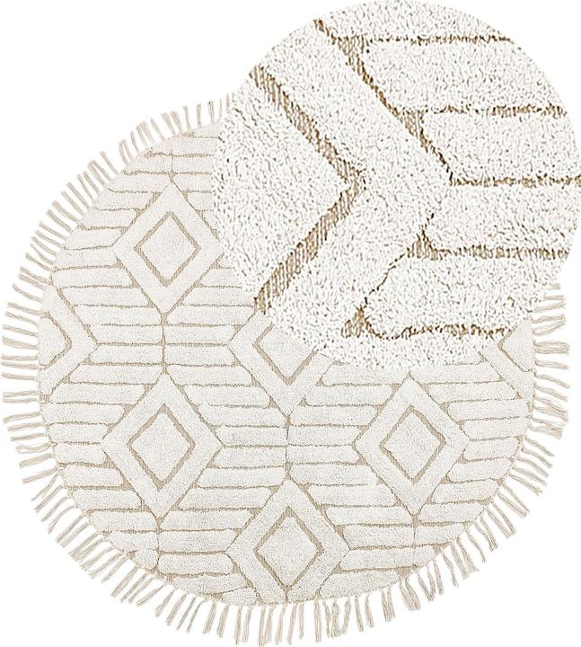 Produktbild Beliani Teppich Baumwolle hellbeige ⌀ 140 cm Fransen HORASAN (140 x 140 cm)