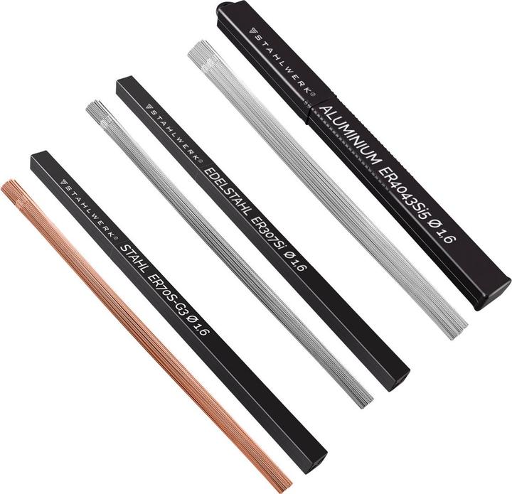 Actual product image Stahlwerk Welding rod set ER70S-G3, ER307Si, ER4043Si5 Ø 1.6 x 500 mm 1kg each
