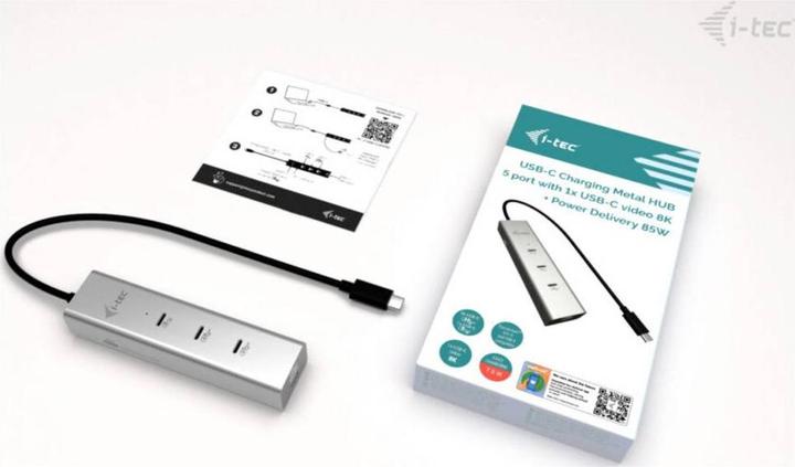 Produktbild i-tec USB-C Charging Metal HUB 5port with USB-C video 8K + Power Delivery 85W (USB-C, 5 Ports)