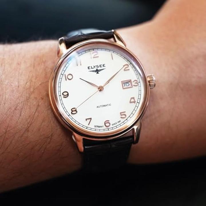 Actual product image Elysee Vintage Master Automatic Date Display Rose Gold Strap