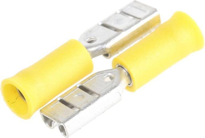 Produktbild RS PRO Flachsteckverbinder, Teilweise isoliert, Gelb, 0.2... 0.5mm², Buchse, Packung à 100 Stück