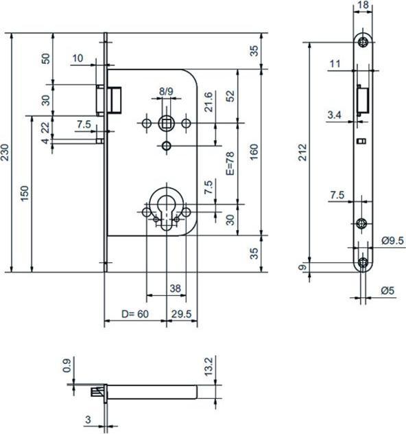 Actual product image Glutz Latch lock heavy 24020 RZW78 with latch blocking