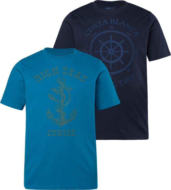 Produktbild Men+ T-Shirts, Doppelpack, Brustprint, Halbarm (L)