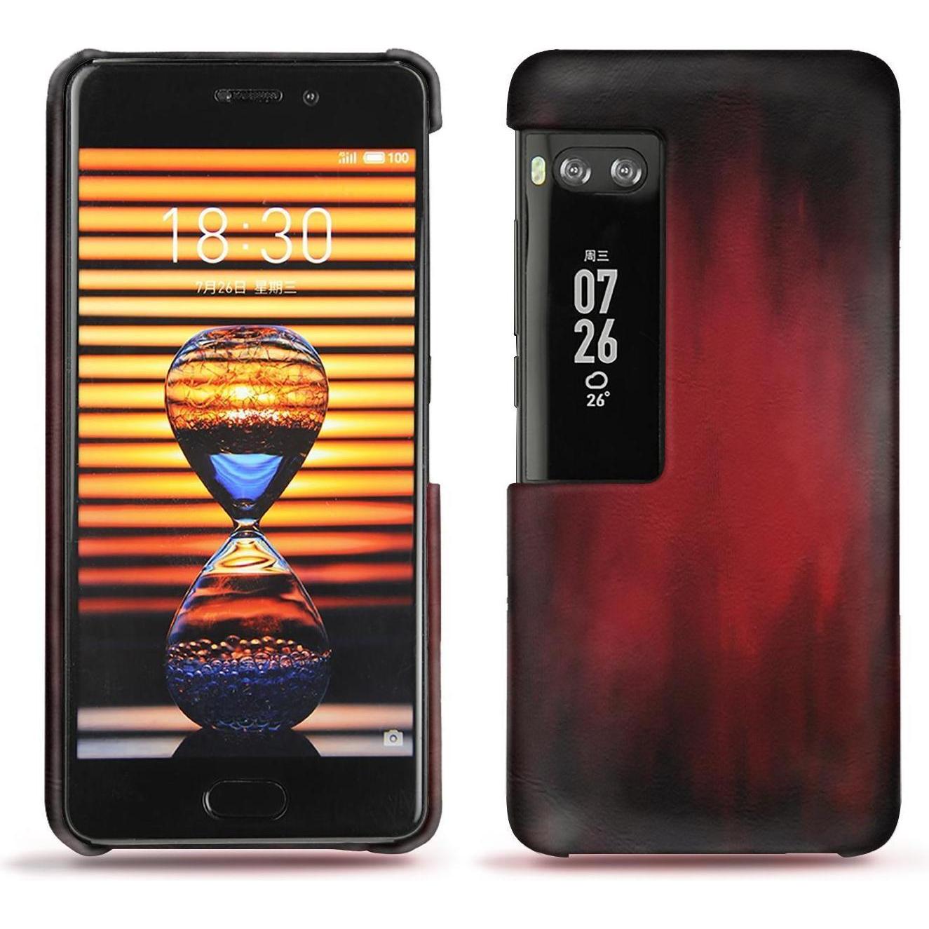 Noreve Lederschutzhülle (Meizu Pro 7 Plus), Smartphone Hülle, Rot