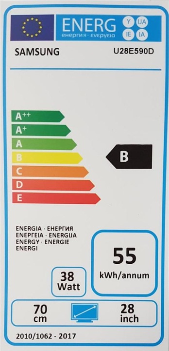 Label énergétique Samsung U28e590d (3840 x 2160 pixels, 28")