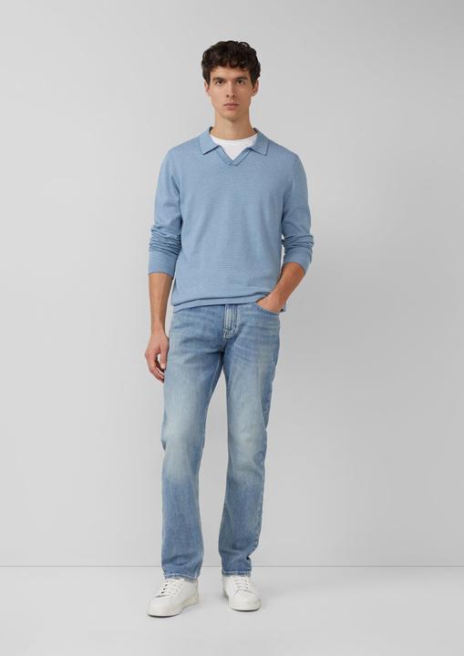 Produktbild s.Oliver Strickpullover Gestrickter Streifenpullover mit Polokragen und Rippbündchen (L)