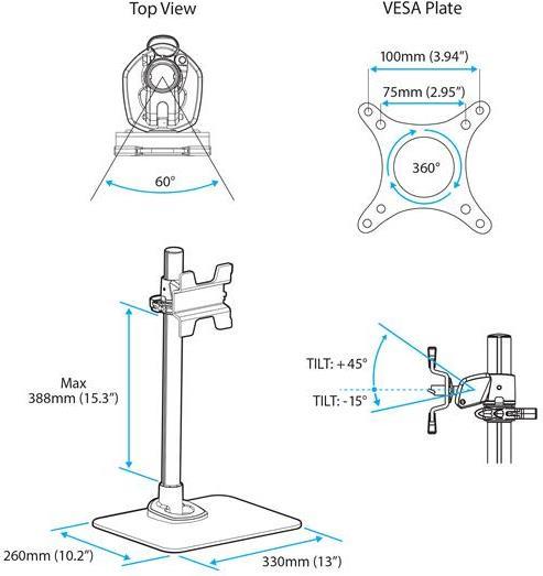Actual product image StarTech Monitor Stand W/ Cable Hook (Table, 30", 14 kg)