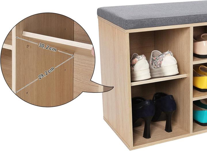 Actual product image Vasagle Shoe bench LHS10NLV1 oak, grey wood 104.0 cm (30 x 104 x 48 cm)