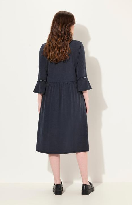 Produktbild Ulla Popken Jerseykleid, Rollkanten, A-Linie, V-Ausschnitt, 3/4-Arm (50, 52)
