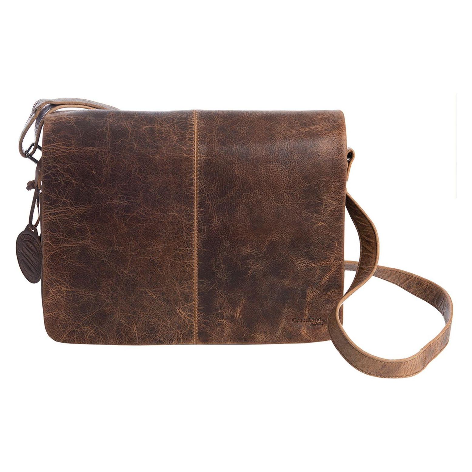 Greenland Nature, Unisex, Handtasche, Montana Umhängetasche Leder 34 Cm, Braun