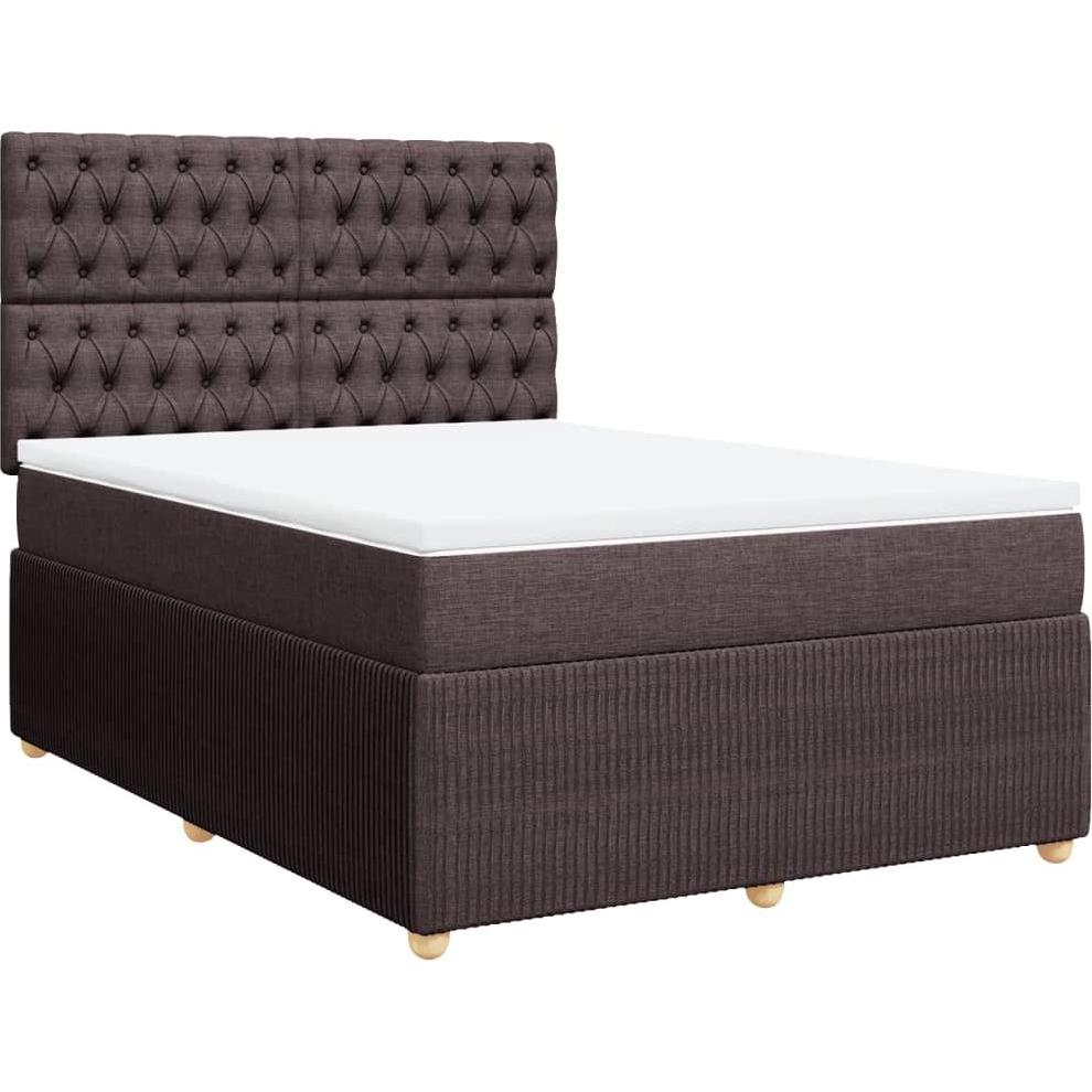 Thumbnail - VidaXL, Bett, Boxspringbett Polsterbett Bett mit Matratze Dunkelbraun 140x200cm Stoff (140 x 200 cm)