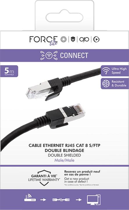 Produktbild Force Power Ethernet Kabel RJ45 Geflochten S/FTP 5m (S/FTP, CAT8.2, 5 m)