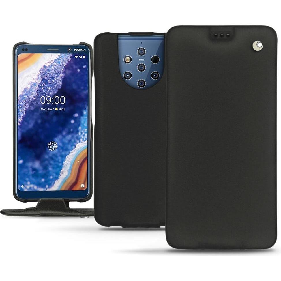Noreve Lederschutzhülle vertikal (Nokia 9 PureView), Smartphone Hülle, Schwarz