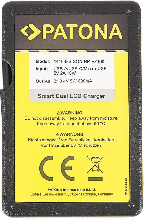 Actual product image Patona Smart Dual LCD USB Sony NP-FZ100 (Camera battery charger)