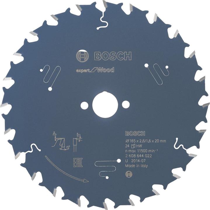 Produktbild Bosch Professional Zubehör Kreissägeblatt Expert for Wood, 165 x 20 x 2,6 mm, 24