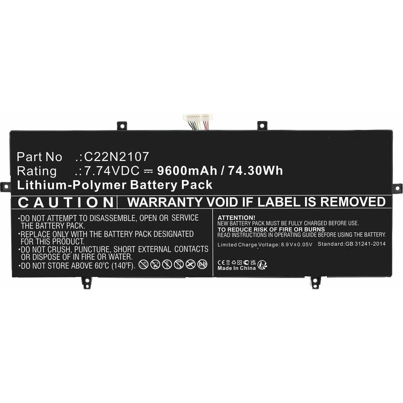 CoreParts Battery for Asus Notebook (9600 mAh), Notebook Akku, Schwarz