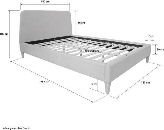 Produktbild Homestyle4u Polsterbett Doppelbett Stoffbett Bettgestell (140 x 200 cm)