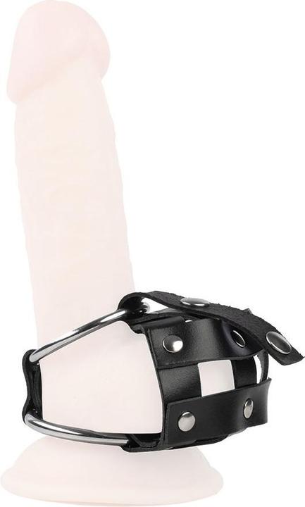 Rimba Leder-Hodensackkäfig mit Spikes – Schwarz